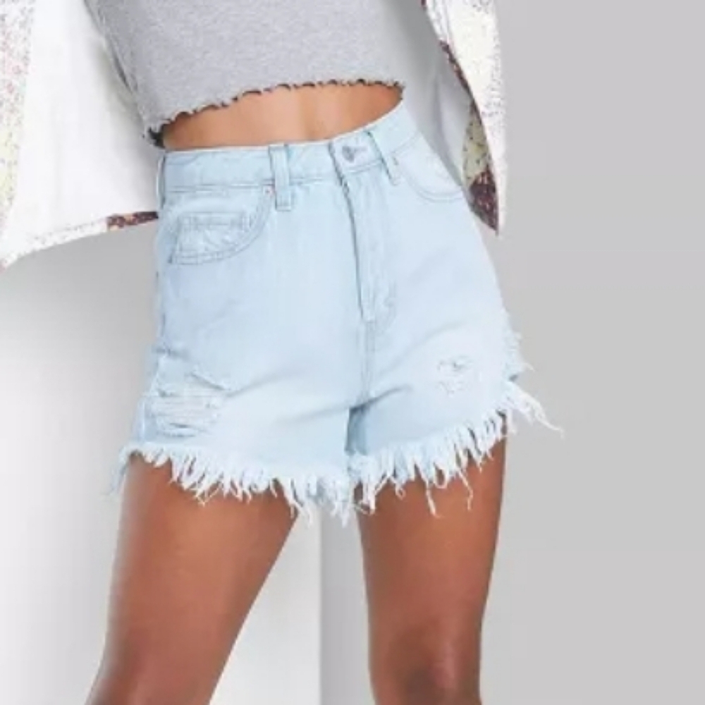 Wild Fable Distressed Lightwash Very High-rise Shorts